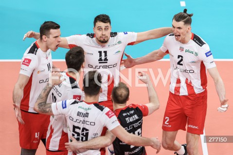  07.04.2023 RZESZOW <br />
SIATKOWKA MEZCZYZN <br />
PLUSLIGA SEZON 2022/2023 <br />
PLUS LIGA POLISH MEN VOLLEYBALL LEAGUE <br />
CWIERCFINAL - 1/4 FINALU - 1. MECZ <br />
MECZ ASSECO RESOVIA - PSG STAL NYSA <br />
N/Z FABIAN DRZYZGA JAN KOZAMERNIK MACIEJ MUZAJ RADOSC EMOCJE <br />
 