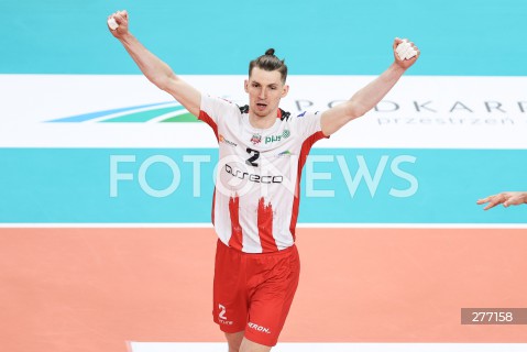  07.04.2023 RZESZOW <br />
SIATKOWKA MEZCZYZN <br />
PLUSLIGA SEZON 2022/2023 <br />
PLUS LIGA POLISH MEN VOLLEYBALL LEAGUE <br />
CWIERCFINAL - 1/4 FINALU - 1. MECZ <br />
MECZ ASSECO RESOVIA - PSG STAL NYSA <br />
N/Z MACIEJ MUZAJ SYLWETKA RADOSC EMOCJE <br />
 