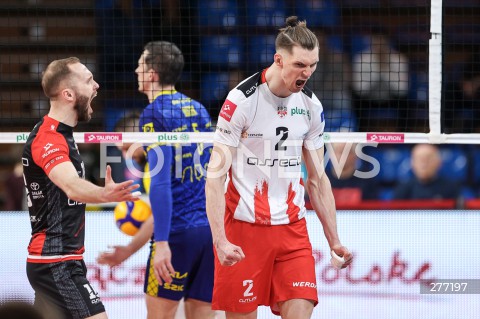  07.04.2023 RZESZOW <br />
SIATKOWKA MEZCZYZN <br />
PLUSLIGA SEZON 2022/2023 <br />
PLUS LIGA POLISH MEN VOLLEYBALL LEAGUE <br />
CWIERCFINAL - 1/4 FINALU - 1. MECZ <br />
MECZ ASSECO RESOVIA - PSG STAL NYSA <br />
N/Z MACIEJ MUZAJ PAWEL ZATORSKI RADOSC EMOCJE <br />
 