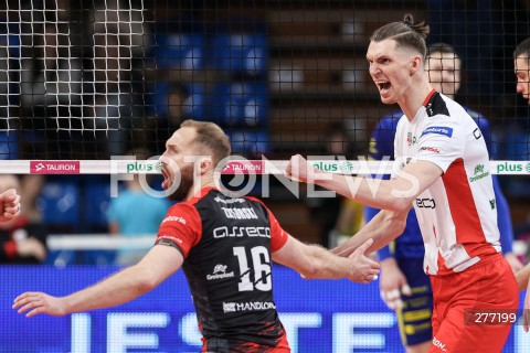  07.04.2023 RZESZOW <br />
SIATKOWKA MEZCZYZN <br />
PLUSLIGA SEZON 2022/2023 <br />
PLUS LIGA POLISH MEN VOLLEYBALL LEAGUE <br />
CWIERCFINAL - 1/4 FINALU - 1. MECZ <br />
MECZ ASSECO RESOVIA - PSG STAL NYSA <br />
N/Z MACIEJ MUZAJ PAWEL ZATORSKI RADOSC EMOCJE <br />
 