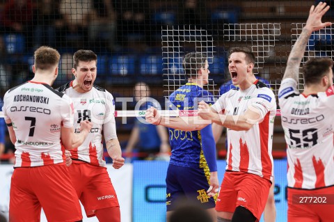  07.04.2023 RZESZOW <br />
SIATKOWKA MEZCZYZN <br />
PLUSLIGA SEZON 2022/2023 <br />
PLUS LIGA POLISH MEN VOLLEYBALL LEAGUE <br />
CWIERCFINAL - 1/4 FINALU - 1. MECZ <br />
MECZ ASSECO RESOVIA - PSG STAL NYSA <br />
N/Z KLEMEN CEBULJ JAN KOZAMERNIK RADOSC EMOCJE <br />
 