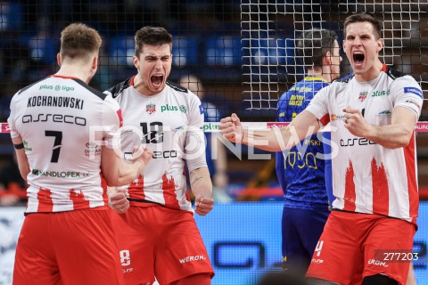  07.04.2023 RZESZOW <br />
SIATKOWKA MEZCZYZN <br />
PLUSLIGA SEZON 2022/2023 <br />
PLUS LIGA POLISH MEN VOLLEYBALL LEAGUE <br />
CWIERCFINAL - 1/4 FINALU - 1. MECZ <br />
MECZ ASSECO RESOVIA - PSG STAL NYSA <br />
N/Z KLEMEN CEBULJ JAN KOZAMERNIK RADOSC EMOCJE <br />
 