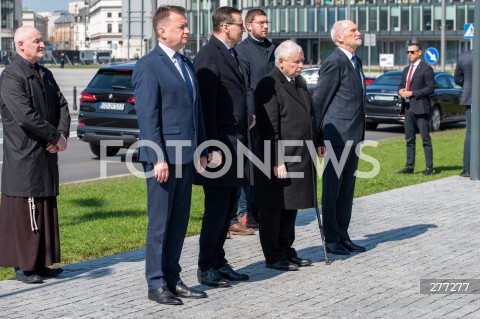  10.04.2023 WARSZAWA<br />
13. ROCZNICA KATASTROFY LOTNICZEJ POD SMOLENSKIEM<br />
N/Z MARIUSZ BLASZCZAK MATEUSZ MORAWIECKI JAROSLAW KACZYNSKI ANTONI MACIEREWICZ<br />
FOT. MARCIN BANASZKIEWICZ/FOTONEWS  