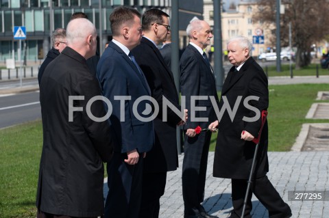  10.04.2023 WARSZAWA<br />
13. ROCZNICA KATASTROFY LOTNICZEJ POD SMOLENSKIEM<br />
N/Z MARIUSZ BLASZCZAK MATEUSZ MORAWIECKI JAROSLAW KACZYNSKI ANTONI MACIEREWICZ<br />
FOT. MARCIN BANASZKIEWICZ/FOTONEWS  