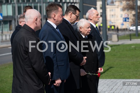  10.04.2023 WARSZAWA<br />
13. ROCZNICA KATASTROFY LOTNICZEJ POD SMOLENSKIEM<br />
N/Z MARIUSZ BLASZCZAK MATEUSZ MORAWIECKI JAROSLAW KACZYNSKI ANTONI MACIEREWICZ<br />
FOT. MARCIN BANASZKIEWICZ/FOTONEWS  