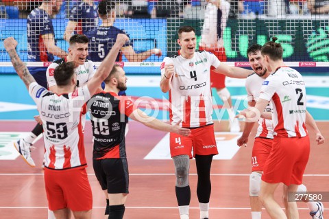  23.04.2023 RZESZOW <br />
SIATKOWKA MEZCZYZN <br />
PLUSLIGA SEZON 2022/2023 <br />
PLUS LIGA POLISH MEN VOLLEYBALL LEAGUE <br />
POLFINAL - 1/2 FINALU - 2. MECZ <br />
MECZ ASSECO RESOVIA - ZAKSA KEDZIERZYN KOZLE <br />
N/Z JAN KOZAMERNIK KLEMEN CEBULJ FABIAN DRZYZGA PAWEL ZATORSKI RADOSC EMOCJE <br />
 