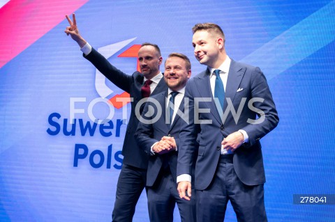  03.05.2023 WARSZAWA<br />
KONWENCJA SUWERENNEJ POLSKI<br />
N/Z JANUSZ KOWALSKI JACEK OZDOBA PATRYK JAKI<br />
FOT. MARCIN BANASZKIEWICZ/FOTONEWS  