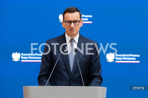  09.06.2023 WARSZAWA<br />
KONFERENCJA PRASOWA PREMIERA MATEUSZA MORAWICKIEGO I MINISTER FINANSOW MAGDALENY RZECZKOWSKIEJ<br />
N/Z PREMIER MATEUSZ MORAWIECKI<br />
FOT. MARCIN BANASZKIEWICZ/FOTONEWS  