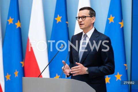  09.06.2023 WARSZAWA<br />
KONFERENCJA PRASOWA PREMIERA MATEUSZA MORAWICKIEGO I MINISTER FINANSOW MAGDALENY RZECZKOWSKIEJ<br />
N/Z PREMIER MATEUSZ MORAWIECKI<br />
FOT. MARCIN BANASZKIEWICZ/FOTONEWS  