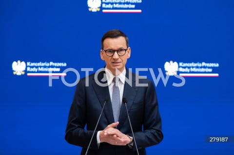  09.06.2023 WARSZAWA<br />
KONFERENCJA PRASOWA PREMIERA MATEUSZA MORAWICKIEGO I MINISTER FINANSOW MAGDALENY RZECZKOWSKIEJ<br />
N/Z PREMIER MATEUSZ MORAWIECKI<br />
FOT. MARCIN BANASZKIEWICZ/FOTONEWS  