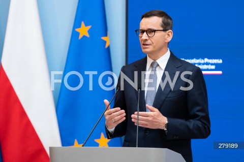  09.06.2023 WARSZAWA<br />
KONFERENCJA PRASOWA PREMIERA MATEUSZA MORAWICKIEGO I MINISTER FINANSOW MAGDALENY RZECZKOWSKIEJ<br />
N/Z PREMIER MATEUSZ MORAWIECKI<br />
FOT. MARCIN BANASZKIEWICZ/FOTONEWS  