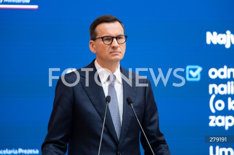  09.06.2023 WARSZAWA<br />
KONFERENCJA PRASOWA PREMIERA MATEUSZA MORAWICKIEGO I MINISTER FINANSOW MAGDALENY RZECZKOWSKIEJ<br />
N/Z PREMIER MATEUSZ MORAWIECKI<br />
FOT. MARCIN BANASZKIEWICZ/FOTONEWS  