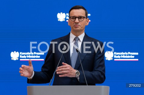  09.06.2023 WARSZAWA<br />
KONFERENCJA PRASOWA PREMIERA MATEUSZA MORAWICKIEGO I MINISTER FINANSOW MAGDALENY RZECZKOWSKIEJ<br />
N/Z PREMIER MATEUSZ MORAWIECKI<br />
FOT. MARCIN BANASZKIEWICZ/FOTONEWS  