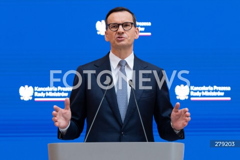  09.06.2023 WARSZAWA<br />
KONFERENCJA PRASOWA PREMIERA MATEUSZA MORAWICKIEGO I MINISTER FINANSOW MAGDALENY RZECZKOWSKIEJ<br />
N/Z PREMIER MATEUSZ MORAWIECKI<br />
FOT. MARCIN BANASZKIEWICZ/FOTONEWS  