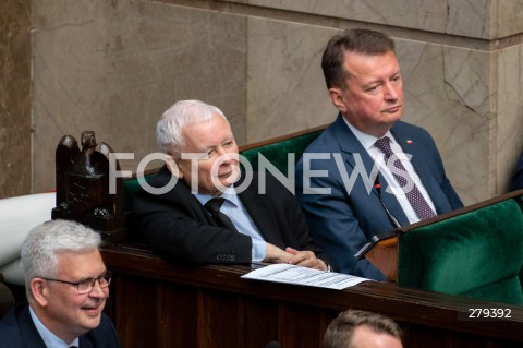  16.06.2023 WARSZAWA SEJM <br />
POSIEDZENIE SEJMU RP<br />
N/Z JAROSLAW KACZYNSKI MARIUSZ BLASZCZAK<br />
FOT. MARCIN BANASZKIEWICZ/FOTONEWS 