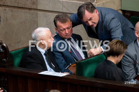  16.06.2023 WARSZAWA SEJM <br />
POSIEDZENIE SEJMU RP<br />
N/Z JAROSLAW KACZYNSKI MARIUSZ BLASZCZAK ZBIGNIEW ZIOBRO<br />
FOT. MARCIN BANASZKIEWICZ/FOTONEWS 