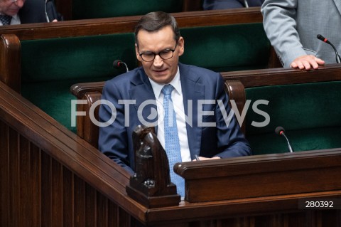  16.08.2023 WARSZAWA<br />
POSIEDZENIE SEJMU RP<br />
N/Z PREMIER MATEUSZ MORAWIECKI<br />
FOT. MARCIN BANASZKIEWICZ/FOTONEWS  