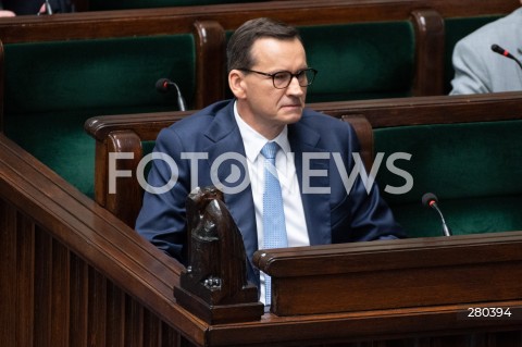  16.08.2023 WARSZAWA<br />
POSIEDZENIE SEJMU RP<br />
N/Z PREMIER MATEUSZ MORAWIECKI<br />
FOT. MARCIN BANASZKIEWICZ/FOTONEWS  