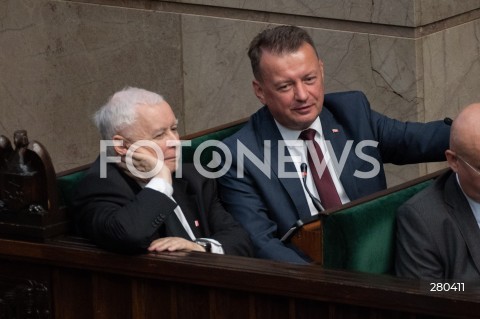  16.08.2023 WARSZAWA<br />
POSIEDZENIE SEJMU RP<br />
N/Z JAROSLAW KACZYNSKI MARIUSZ BLASZCZAK<br />
FOT. MARCIN BANASZKIEWICZ/FOTONEWS  