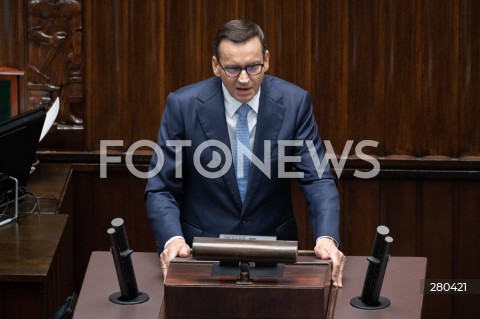  16.08.2023 WARSZAWA<br />
POSIEDZENIE SEJMU RP<br />
N/Z PREMIER MATEUSZ MORAWIECKI<br />
FOT. MARCIN BANASZKIEWICZ/FOTONEWS  