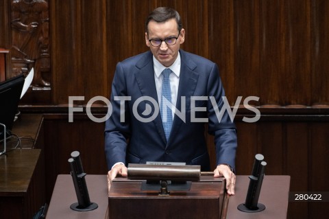  16.08.2023 WARSZAWA<br />
POSIEDZENIE SEJMU RP<br />
N/Z PREMIER MATEUSZ MORAWIECKI<br />
FOT. MARCIN BANASZKIEWICZ/FOTONEWS  