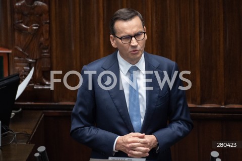  16.08.2023 WARSZAWA<br />
POSIEDZENIE SEJMU RP<br />
N/Z PREMIER MATEUSZ MORAWIECKI<br />
FOT. MARCIN BANASZKIEWICZ/FOTONEWS  