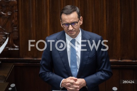  16.08.2023 WARSZAWA<br />
POSIEDZENIE SEJMU RP<br />
N/Z PREMIER MATEUSZ MORAWIECKI<br />
FOT. MARCIN BANASZKIEWICZ/FOTONEWS  