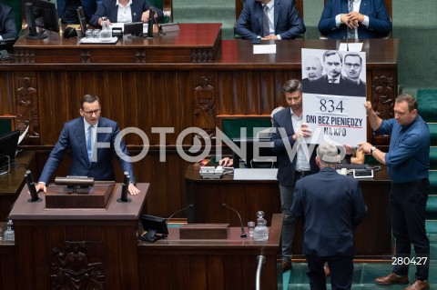  16.08.2023 WARSZAWA<br />
POSIEDZENIE SEJMU RP<br />
N/Z MATEUSZ MORAWIECKI KRZYSZTOF SMISZEK TOMASZ TRELA MAREK SUSKI<br />
FOT. MARCIN BANASZKIEWICZ/FOTONEWS  