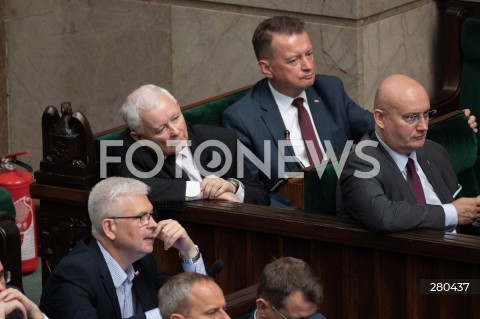  16.08.2023 WARSZAWA<br />
POSIEDZENIE SEJMU RP<br />
N/Z JAROSLAW KACZYNSKI MARIUSZ BLASZCZAK<br />
FOT. MARCIN BANASZKIEWICZ/FOTONEWS  