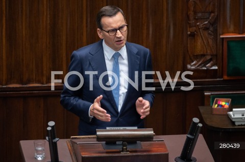  16.08.2023 WARSZAWA<br />
POSIEDZENIE SEJMU RP<br />
N/Z PREMIER MATEUSZ MORAWIECKI<br />
FOT. MARCIN BANASZKIEWICZ/FOTONEWS  