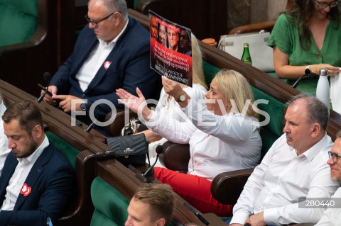  16.08.2023 WARSZAWA<br />
POSIEDZENIE SEJMU RP<br />
N/Z IWONA HARTWICH<br />
FOT. MARCIN BANASZKIEWICZ/FOTONEWS  