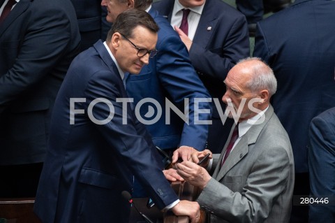  16.08.2023 WARSZAWA<br />
POSIEDZENIE SEJMU RP<br />
N/Z MATEUSZ MORAWIECKI ANTONI MACIEREWICZ<br />
FOT. MARCIN BANASZKIEWICZ/FOTONEWS  