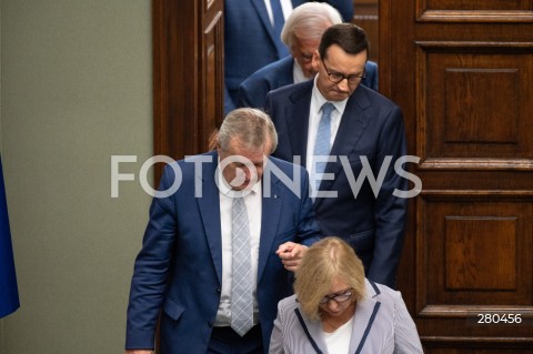  16.08.2023 WARSZAWA<br />
POSIEDZENIE SEJMU RP<br />
N/Z PIOTR GLINSKI MATEUSZ MORAWIECKI<br />
FOT. MARCIN BANASZKIEWICZ/FOTONEWS  