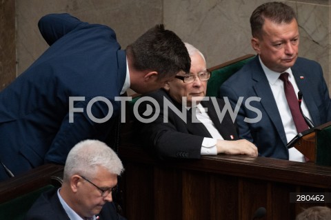  16.08.2023 WARSZAWA<br />
POSIEDZENIE SEJMU RP<br />
N/Z MICHAL DWORCZYK JAROSLAW KACZYNSKI MARIUSZ BLASZCZAK<br />
FOT. MARCIN BANASZKIEWICZ/FOTONEWS  