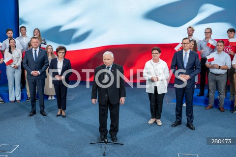  18.08.2023 WARSZAWA<br />
OSWIADCZENIE PREZESA PRAWA I SPRAWIEDLIWOSCI JAROSLAWA KACZYNSKIEGO<br />
N/Z JAROSLAW KACZYNSKI MARIUSZ BLASZCZAK ELZBIETA WITEK BEATA SZYDLO MATEUSZ MORAWIECKI<br />
FOT. MARCIN BANASZKIEWICZ/FOTONEWS  