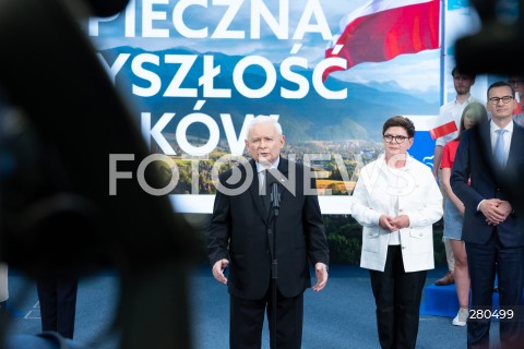  18.08.2023 WARSZAWA<br />
OSWIADCZENIE PREZESA PRAWA I SPRAWIEDLIWOSCI JAROSLAWA KACZYNSKIEGO<br />
N/Z JAROSLAW KACZYNSKI BEATA SZYDLO MATEUSZ MORAWIECKI<br />
FOT. MARCIN BANASZKIEWICZ/FOTONEWS  