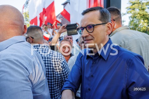  25.08.2023 KOLBUSZOWA <br />
SPOTKANIE PREMIERA MATEUSZA MORAWIECKIEGO Z MIESZKANCAMI KOLBUSZOWEJ <br />
N/Z PREMIER MATEUSZ MORAWIECKI <br />
 