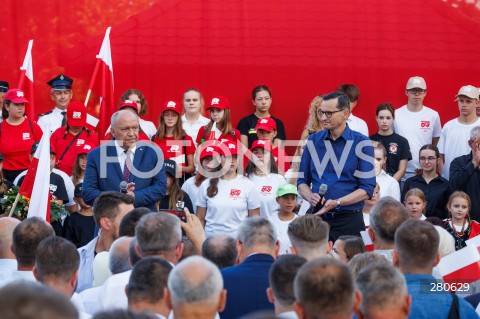  25.08.2023 KOLBUSZOWA <br />
SPOTKANIE PREMIERA MATEUSZA MORAWIECKIEGO Z MIESZKANCAMI KOLBUSZOWEJ <br />
N/Z PREMIER MATEUSZ MORAWIECKI <br />
 