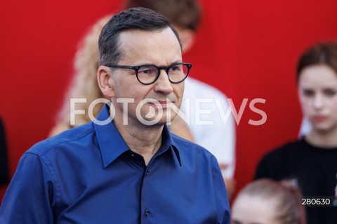  25.08.2023 KOLBUSZOWA <br />
SPOTKANIE PREMIERA MATEUSZA MORAWIECKIEGO Z MIESZKANCAMI KOLBUSZOWEJ <br />
N/Z PREMIER MATEUSZ MORAWIECKI <br />
 