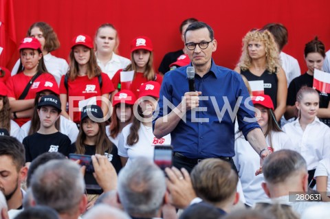  25.08.2023 KOLBUSZOWA <br />
SPOTKANIE PREMIERA MATEUSZA MORAWIECKIEGO Z MIESZKANCAMI KOLBUSZOWEJ <br />
N/Z PREMIER MATEUSZ MORAWIECKI <br />
 