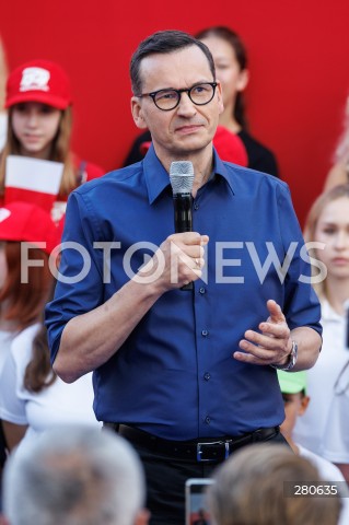  25.08.2023 KOLBUSZOWA <br />
SPOTKANIE PREMIERA MATEUSZA MORAWIECKIEGO Z MIESZKANCAMI KOLBUSZOWEJ <br />
N/Z PREMIER MATEUSZ MORAWIECKI <br />
 