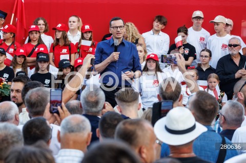  25.08.2023 KOLBUSZOWA <br />
SPOTKANIE PREMIERA MATEUSZA MORAWIECKIEGO Z MIESZKANCAMI KOLBUSZOWEJ <br />
N/Z PREMIER MATEUSZ MORAWIECKI <br />
 