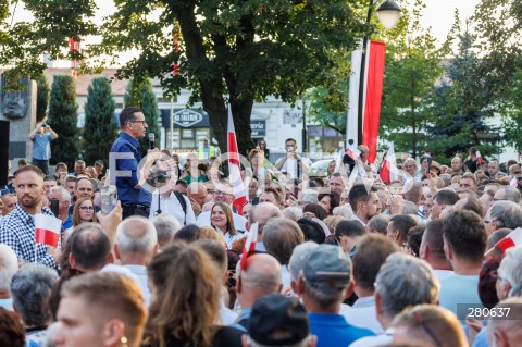  25.08.2023 KOLBUSZOWA <br />
SPOTKANIE PREMIERA MATEUSZA MORAWIECKIEGO Z MIESZKANCAMI KOLBUSZOWEJ <br />
N/Z PREMIER MATEUSZ MORAWIECKI <br />
 