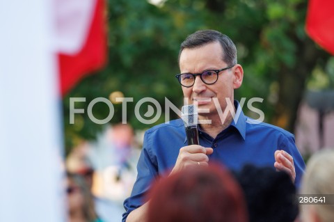  25.08.2023 KOLBUSZOWA <br />
SPOTKANIE PREMIERA MATEUSZA MORAWIECKIEGO Z MIESZKANCAMI KOLBUSZOWEJ <br />
N/Z PREMIER MATEUSZ MORAWIECKI <br />
 