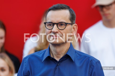  25.08.2023 KOLBUSZOWA <br />
SPOTKANIE PREMIERA MATEUSZA MORAWIECKIEGO Z MIESZKANCAMI KOLBUSZOWEJ <br />
N/Z PREMIER MATEUSZ MORAWIECKI <br />
 