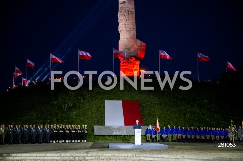  01.09.2023 GDANSK<br />
OBCHODY 84. ROCZNICY WYBUCHU II WOJNY SWIATOWEJ NA WESTERPLATTE<br />
N/Z ANDRZEJ DUDA WIDOK POMNIK OBRONCOW WYBRZEZA WESTERPLATTE<br />
 