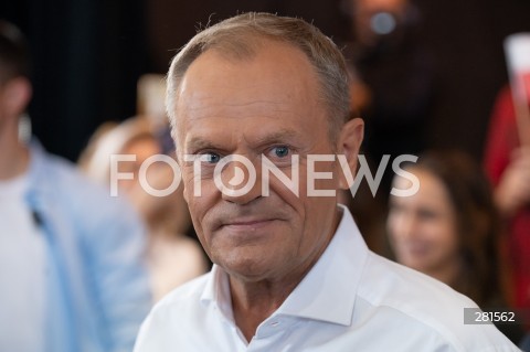  24.09.2023 MINSK MAZOWIECKI<br />
SPOTKANIE OTWARTE PRZEWODNICZACEGO PO DONALDA TUSKA Z MIESZKANCAMI<br />
N/Z DONALD TUSK<br />
FOT. MARCIN BANASZKIEWICZ/FOTONEWS  