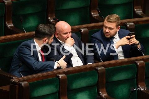  28.11.2023 WARSZAWA SEJM <br />
POSIEDZENIE SEJMU <br />
N/Z NORBERT KACZMARCZYK MARIUSZ GOSEK JACEK OZDOBA<br />
FOT. MARCIN BANASZKIEWICZ/FOTONEWS 