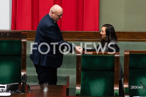  28.11.2023 WARSZAWA SEJM <br />
POSIEDZENIE SEJMU <br />
N/Z PIOTR ZGORZELSKI MONIKA WIELICHOWSKA<br />
FOT. MARCIN BANASZKIEWICZ/FOTONEWS 