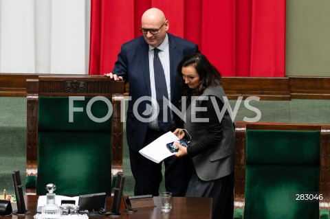  28.11.2023 WARSZAWA SEJM <br />
POSIEDZENIE SEJMU <br />
N/Z PIOTR ZGORZELSKI MONIKA WIELICHOWSKA<br />
FOT. MARCIN BANASZKIEWICZ/FOTONEWS 